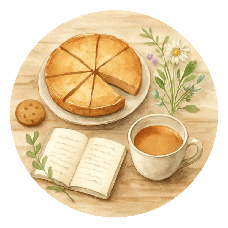 Diario di montagna con quaderno, crostata e piccoli rituali