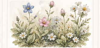 Illustrazione di fiori spontanei di montagna