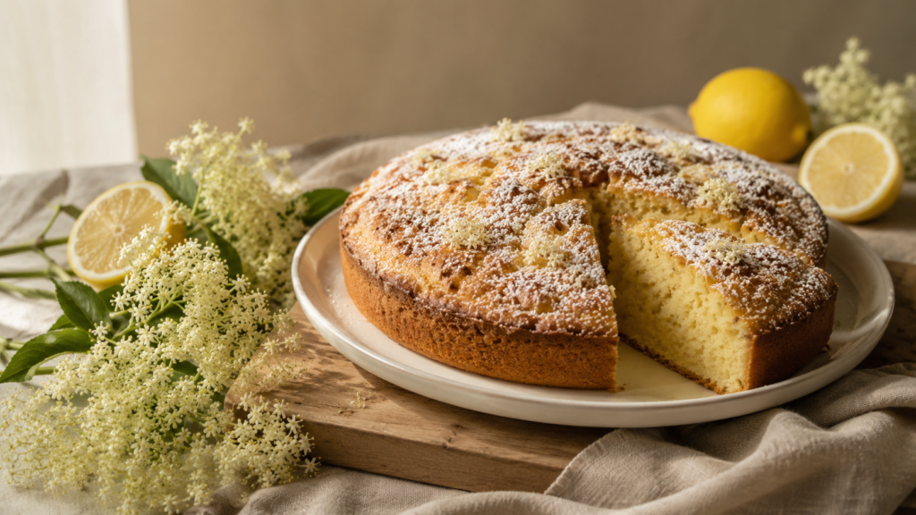 torta soffice ai fiori di sambuco