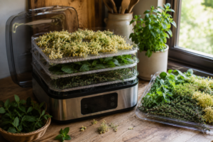 assoi dell'essiccatore Aigostar con menta, timo e fiori di sambuco