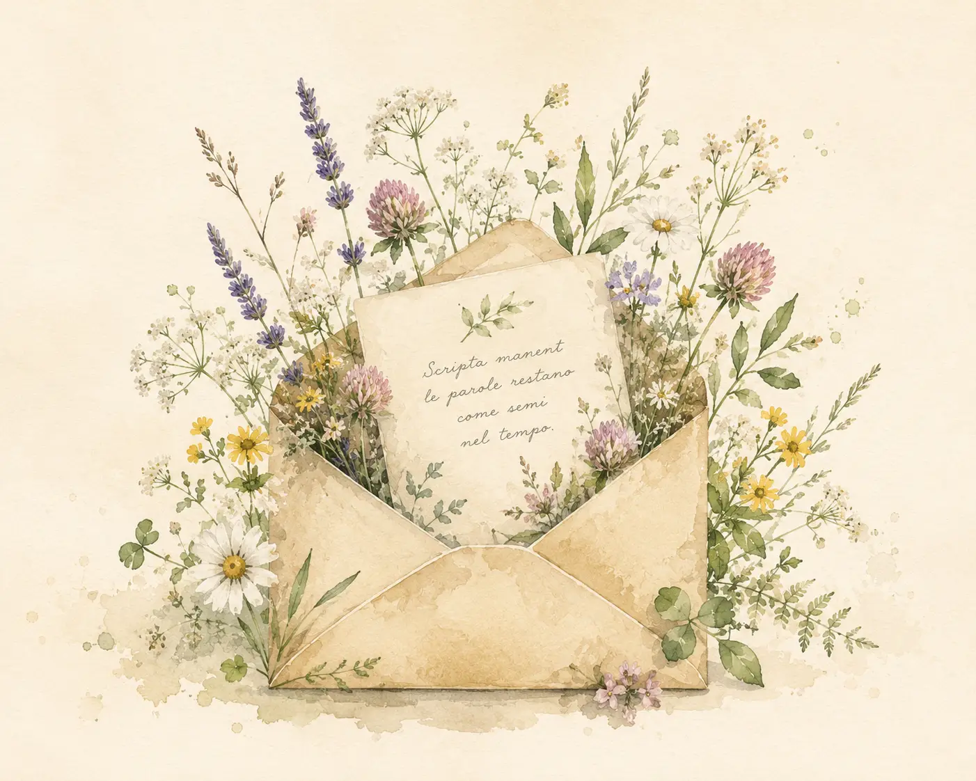 Lettera botanica con fiori spontanei per la newsletter